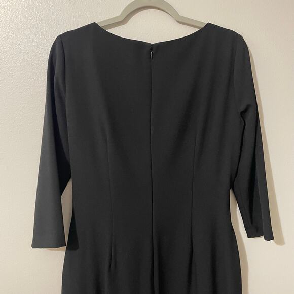 Tahari ASL Tie Waist Sheath Dress Knee Length 3/4 Long Sleeve Womens sz 8 Black - Picture 9 of 16